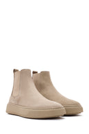 Men's Beige Nubuck Leather Chelsea Boots | Derimod