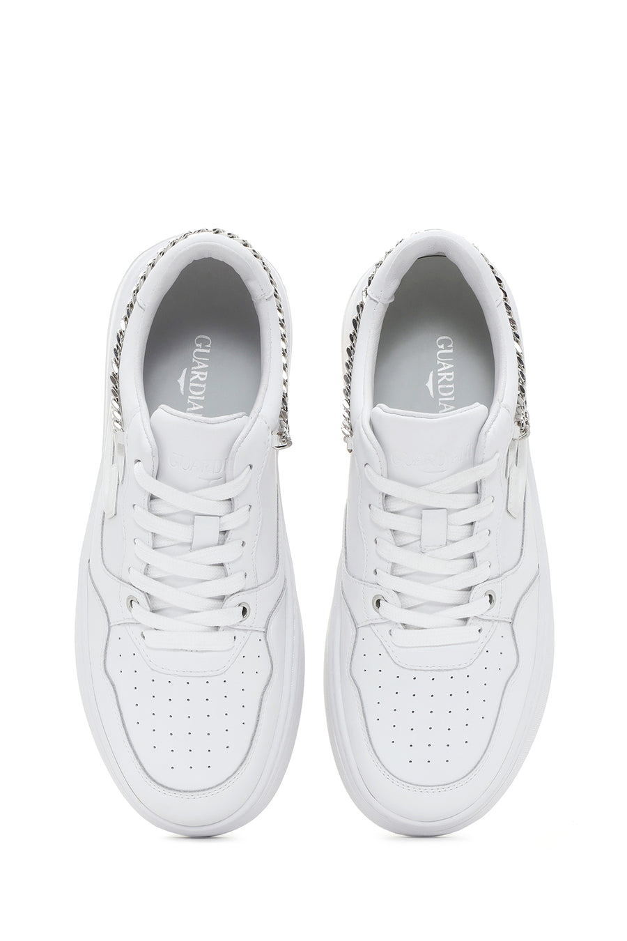 Alberto Guardiani Kadın Beyaz Zincirli Deri Sneaker