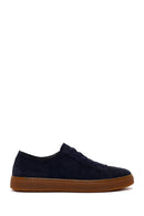 Male Navy Lace-up Suede Leather Sneaker | Derimod