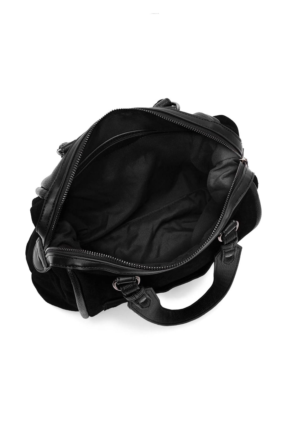 Women's Black Long Strap Suede Handbag