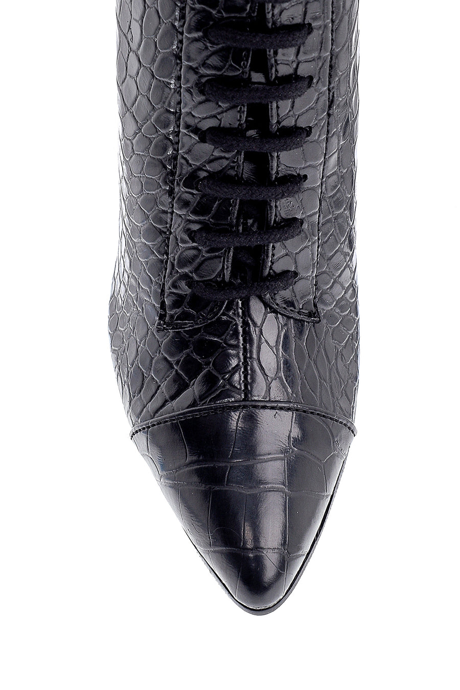 Women's Crocodile Patterned Thin Heeled Boots