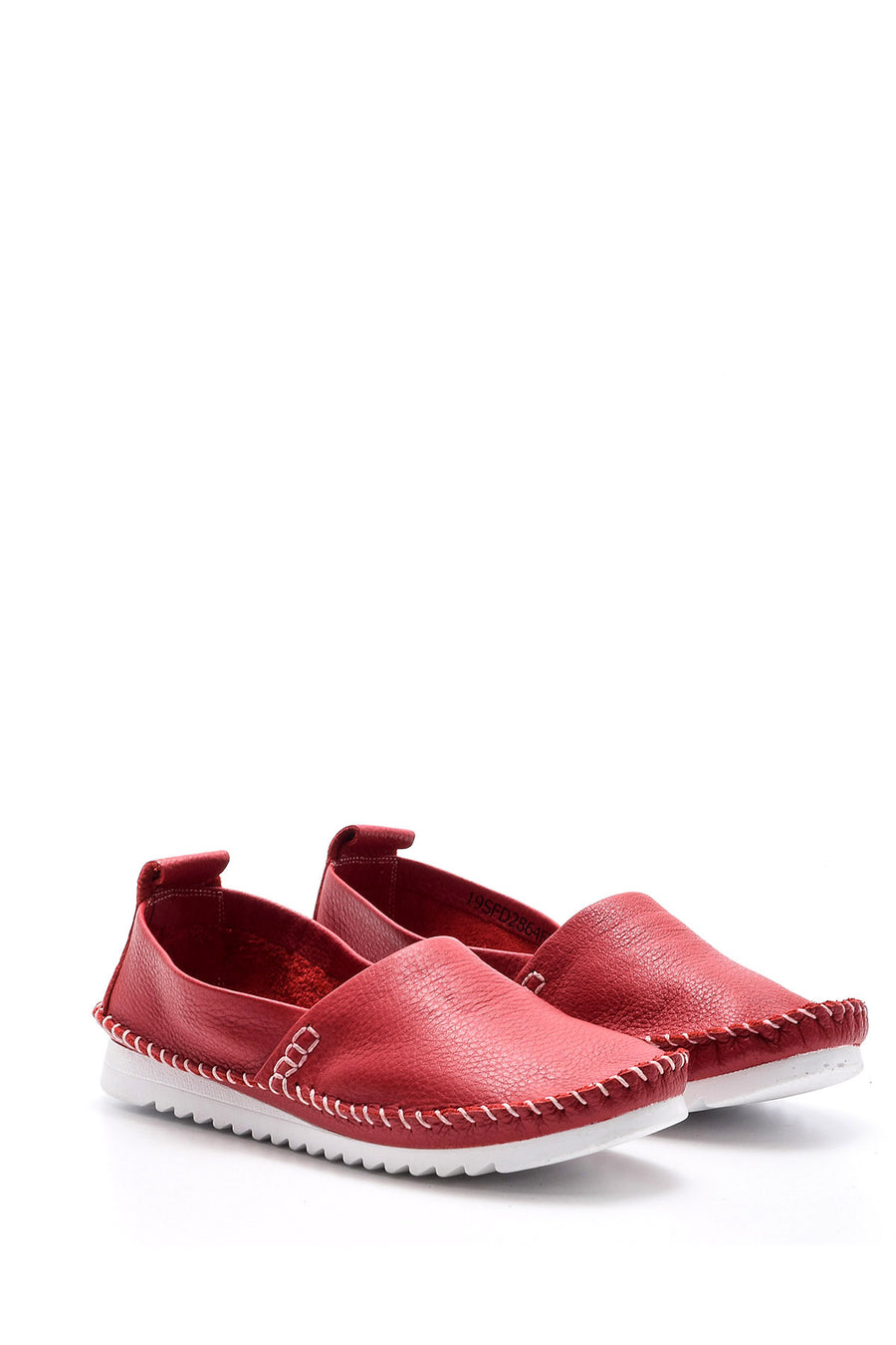 Kadın Dikiş Detaylı Deri Loafer