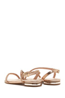 Women's Pink Gold Stone Flat Sandals | Derimod