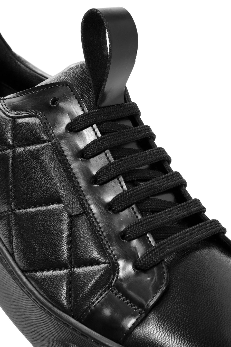 Men's Black Lace-Up Crocodile Patterned Leather Sneakers