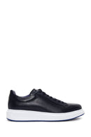 Men's Navy Blue Leather Thick Soled Sneaker | Derimod