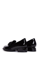 Women's Black Patent Leather Heeled Loafer | Derimod