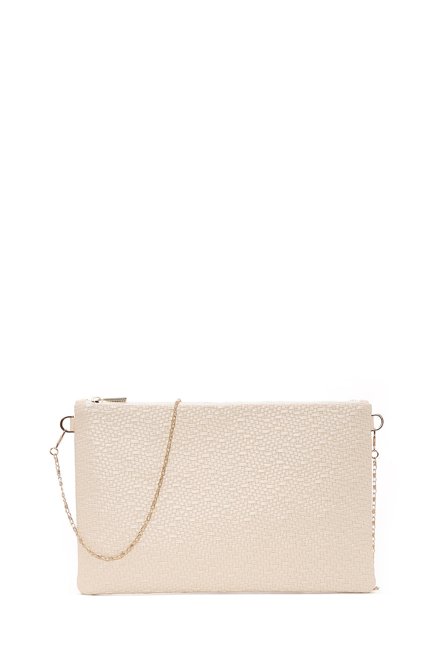 Women's Cream Long Chain Strap Clutch Bag
