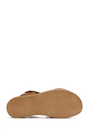 Women's Tan Strap Suede Leather Sandals | Derimod