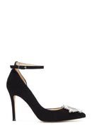 Women's Black Suede Leather Heeled Shoes | Derimod