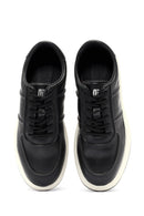 Erkek Siyah Bağcıklı Deri Sneaker | Derimod