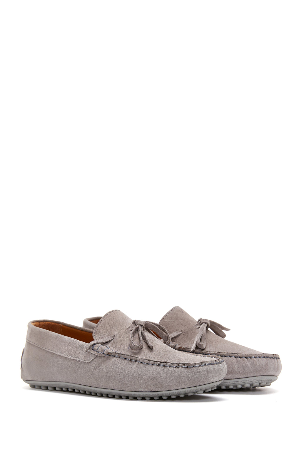 Erkek Gri Süet Deri Casual Loafer