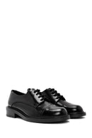 Women's Black Lace-Up Leather Masculine Loafer | Derimod