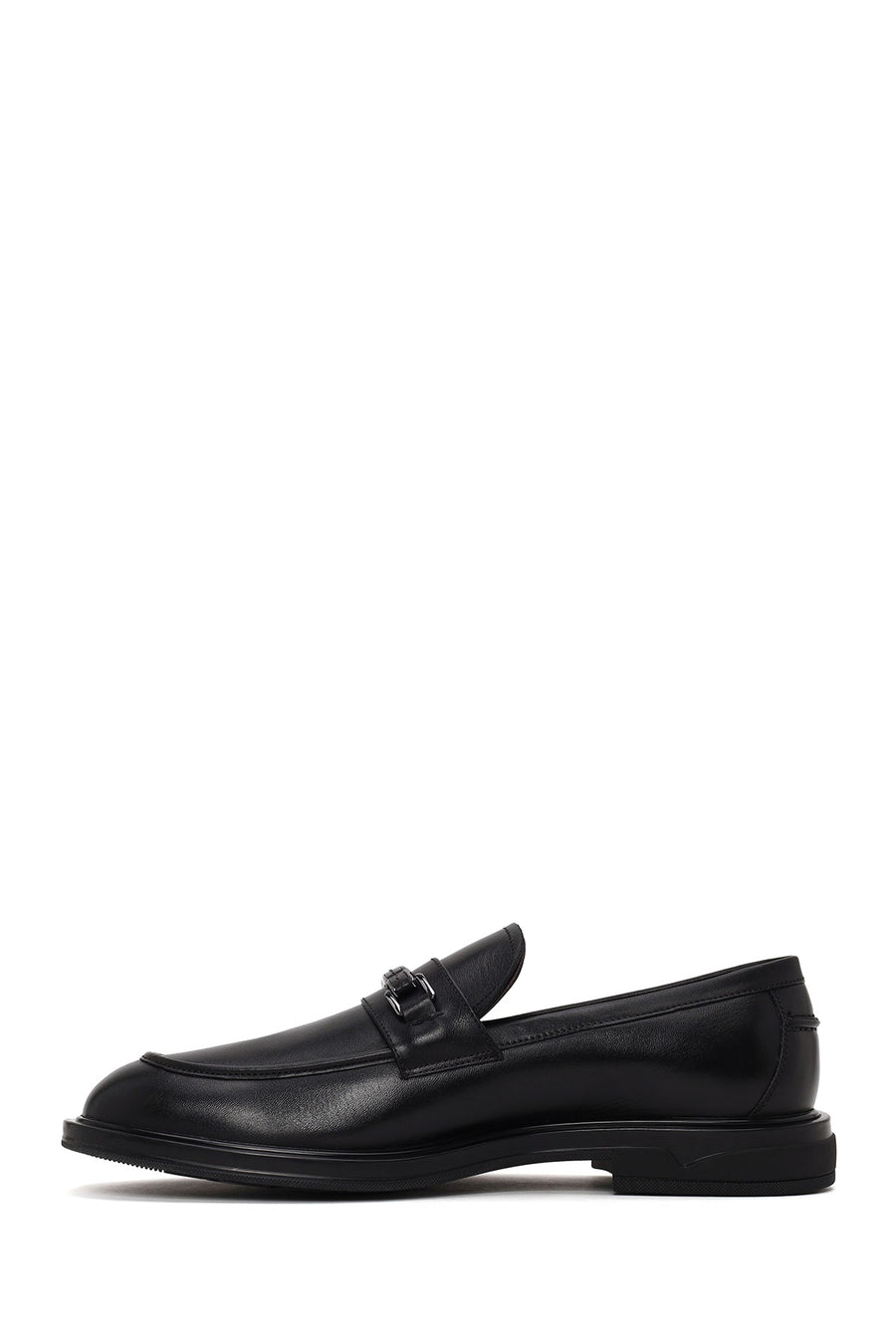 Erkek Siyah Tokalı Deri Klasik Loafer