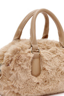 Women's Cream Long Strap Accessory Detailed Plush Mini Handbag | Derimod