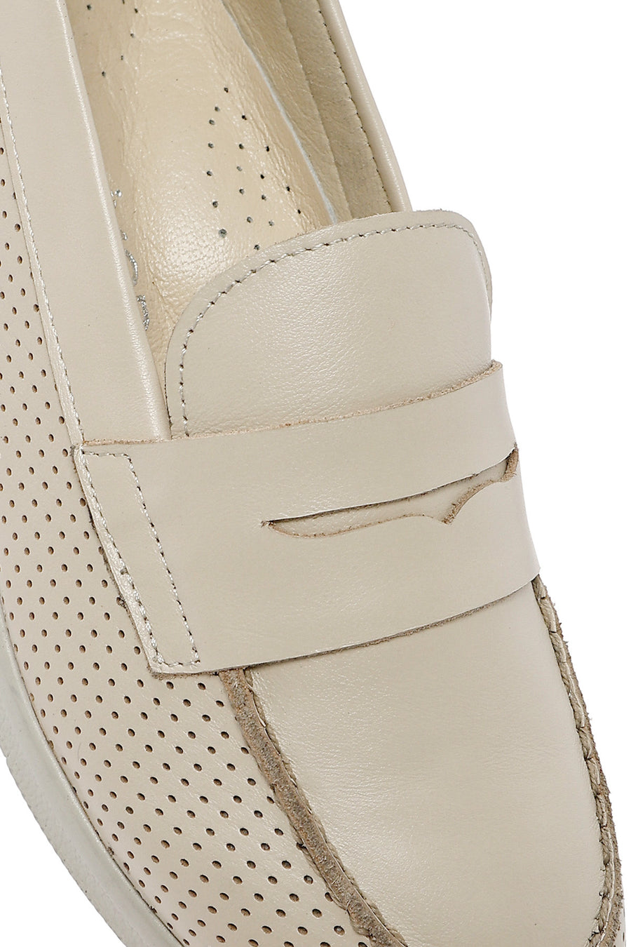 Women's Cream Wedge Heel Leather Comfort Loafer