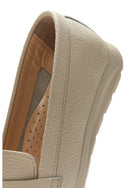 Women's Beige Leather Comfort Loafer | Derimod