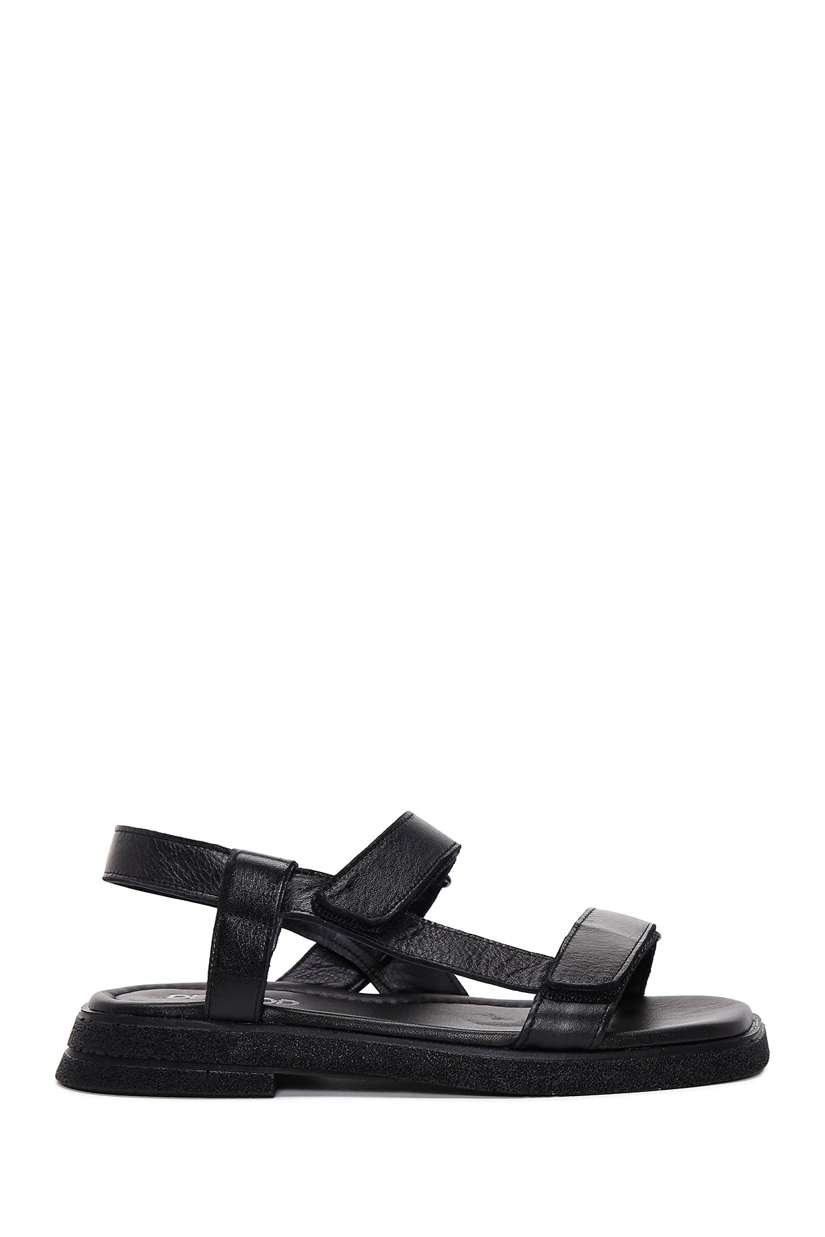 Kadın Siyah Çift Bantlı Deri Comfort Sandalet 24SFD361418 | Derimod