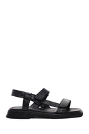 Women's Black Double Strap Leather Comfort Sandals | Derimod