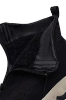 Woman Black Zip Closure Thick-Soled Fabric Boots | Derimod