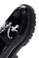 Women's Black Patent Leather Masculine Loafer | Derimod