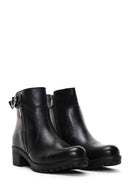 Women's Black Zippered Leather Casual Boots | Derimod