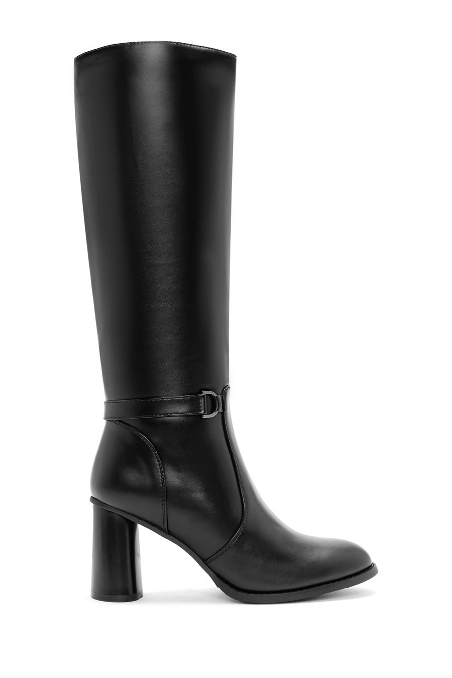Women's Black Zippered Chunky High Heel Boots 24WFE403618 | Derimod