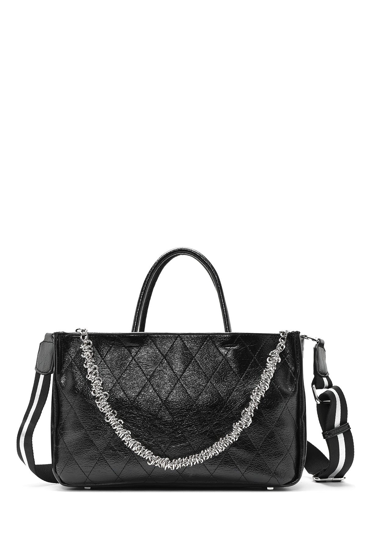 Women's Black Chain Strap Printed Handbag 24WBD251226 | Derimod