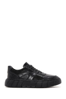 Men's Black Leather Thick Soled Sneaker | Derimod