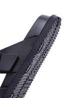Men's Navy Blue Double Buckle Slippers | Derimod