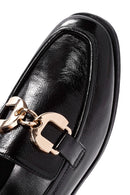 Women's Black Buckle Detailed Leather Masculine Loafer | Derimod