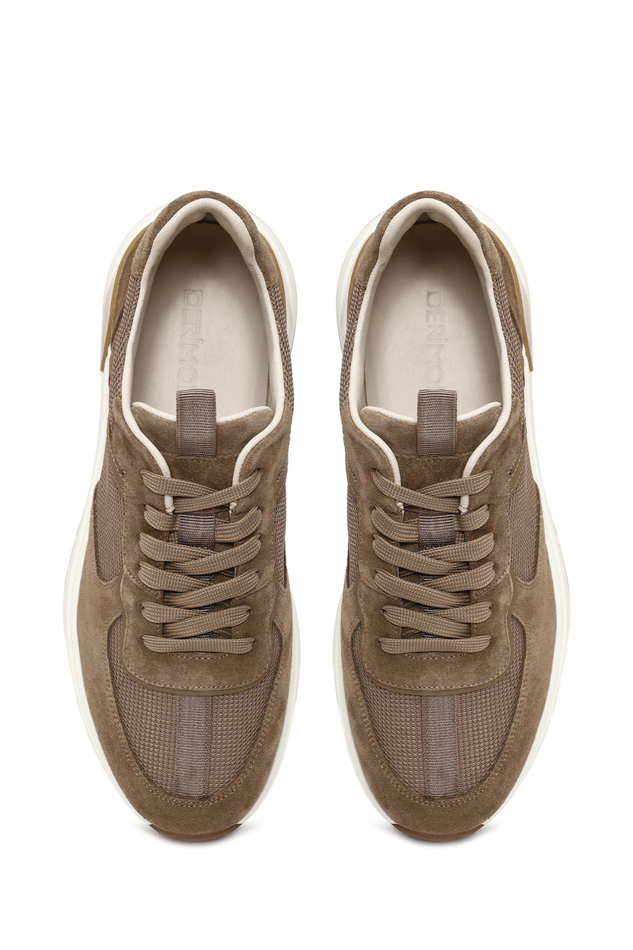 Male Brown Lace-Up Thick-Soled Leather Sneaker