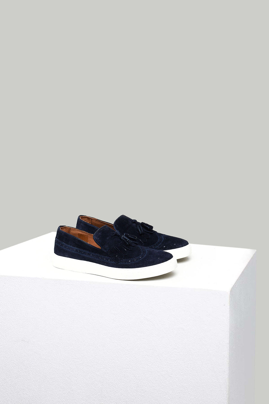 Navy Blue Suede Men's Leather Loafer
