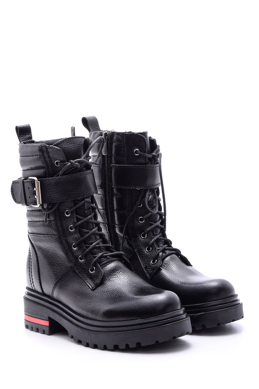 Women's Buckle Leather Boots