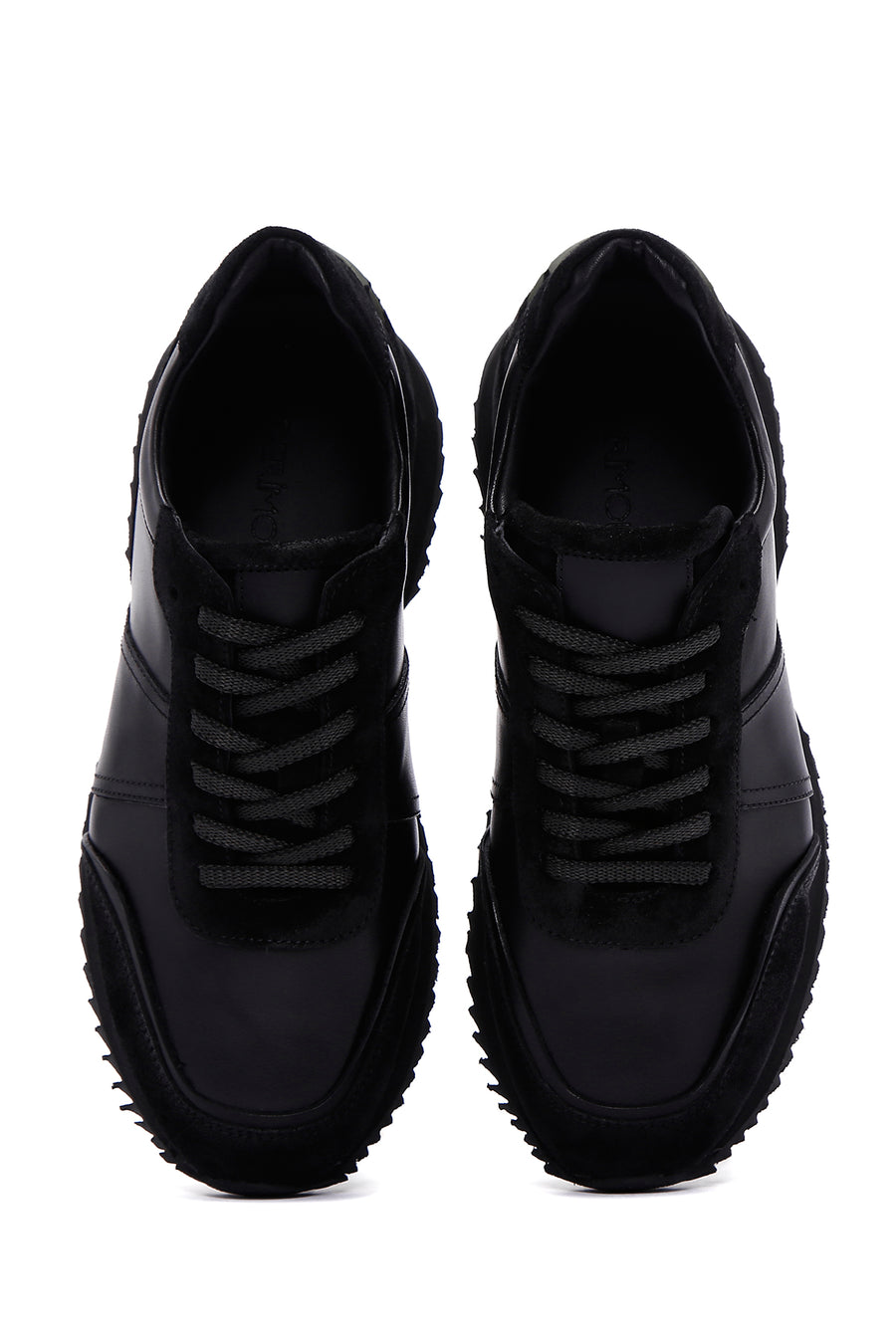 Men's Black Leather Suede Detailed Sneaker