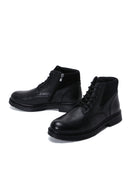 Men's Black Leather Zippered Casual Boots | Derimod