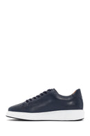 Men's Navy Blue Lace-Up Leather Sneaker | Derimod