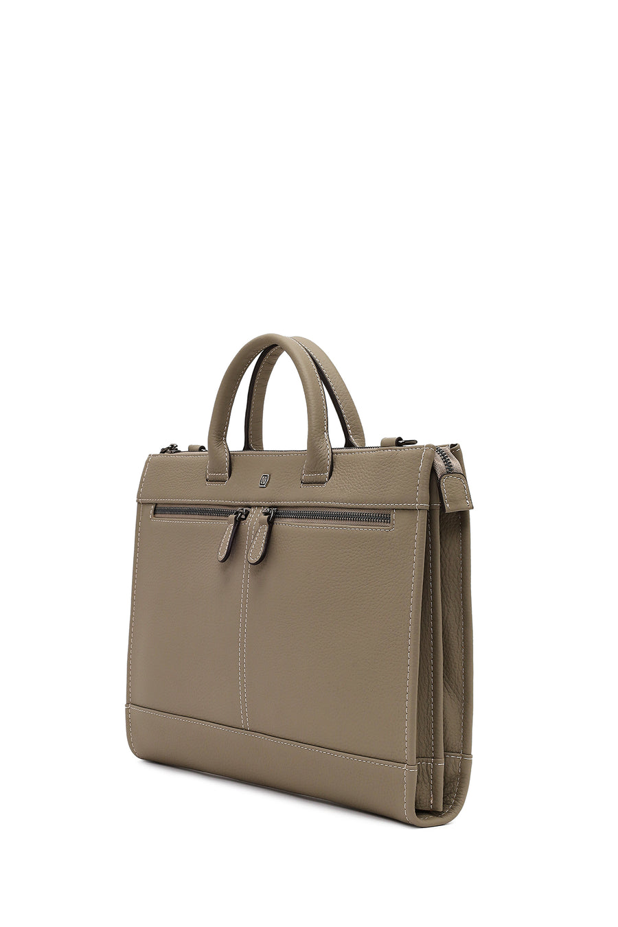 Men's Taupe Long Strap Leather Briefcase