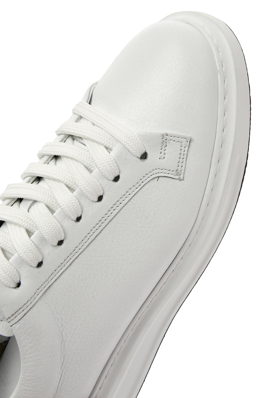 Men's White Lace-up Leather Sneaker