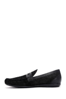 Men's Black Printed Leather Casual Loafer | Derimod