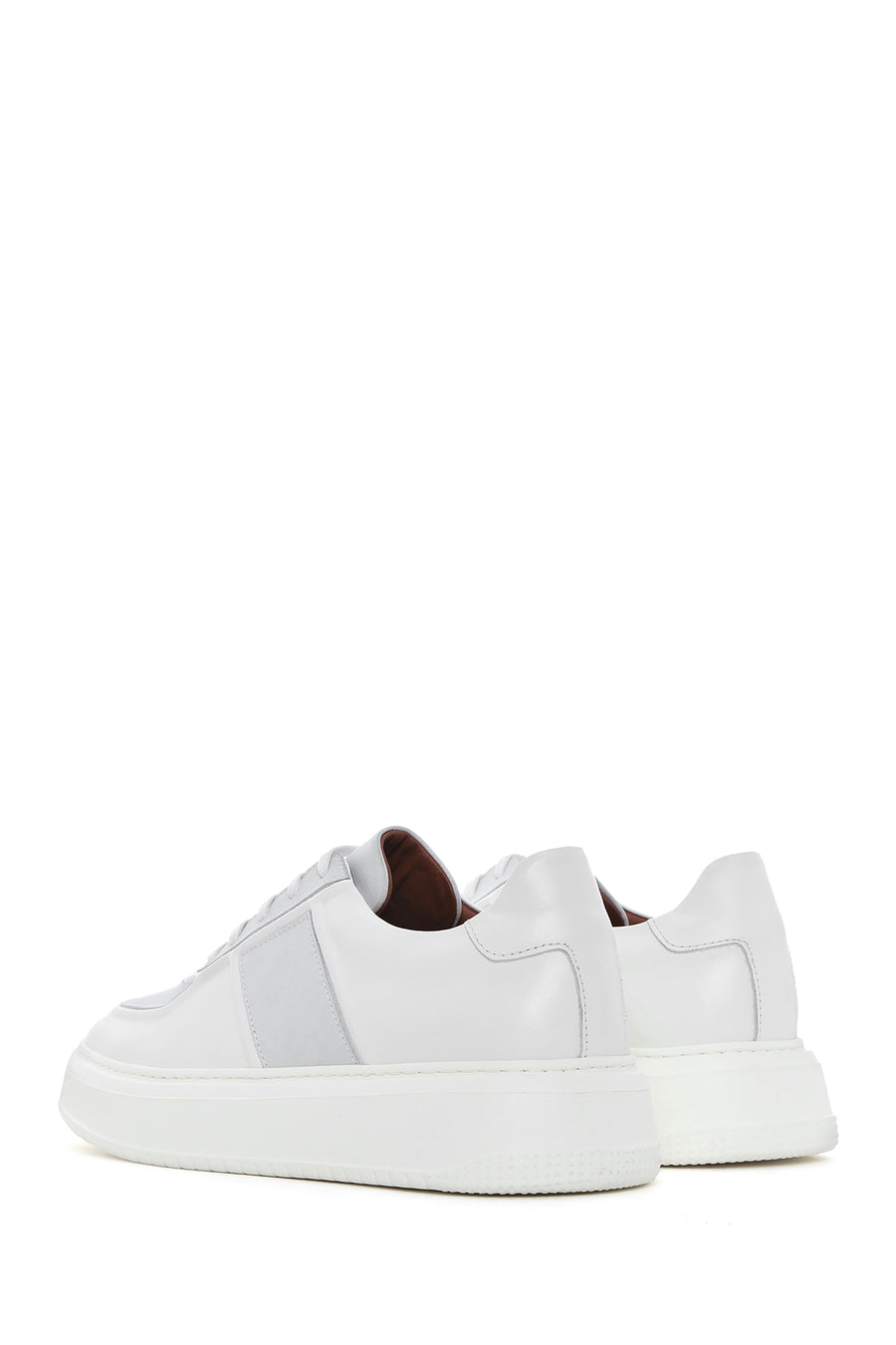 Men's White Lace-up Leather Sneaker