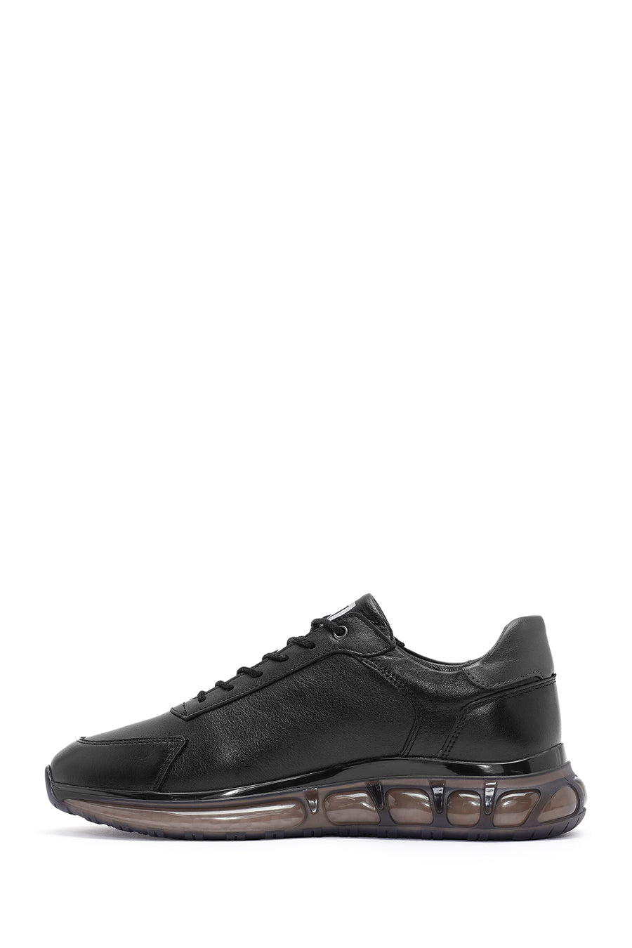 Men's Black Lace-up Leather Sneaker