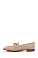 Women's Beige Leather Buckle Classic Loafer | Derimod