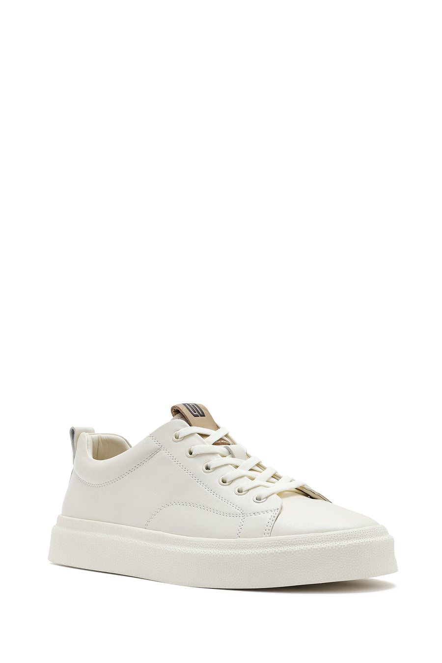Male White Lace-Up Leather Sneaker