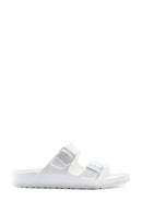 Birkenstock Women's White Leather Double Buckle Arizona Eva Slippers | Derimod