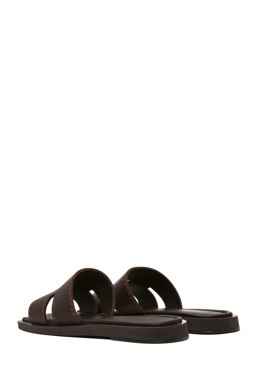 Women's Brown Leather Slippers