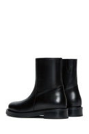 Women's Black Leather Zippered Flat Classic Boots | Derimod