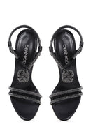 Women's Black Stone Thin Heel Sandals | Derimod