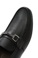 Men's Black Printed Leather Casual Loafer | Derimod