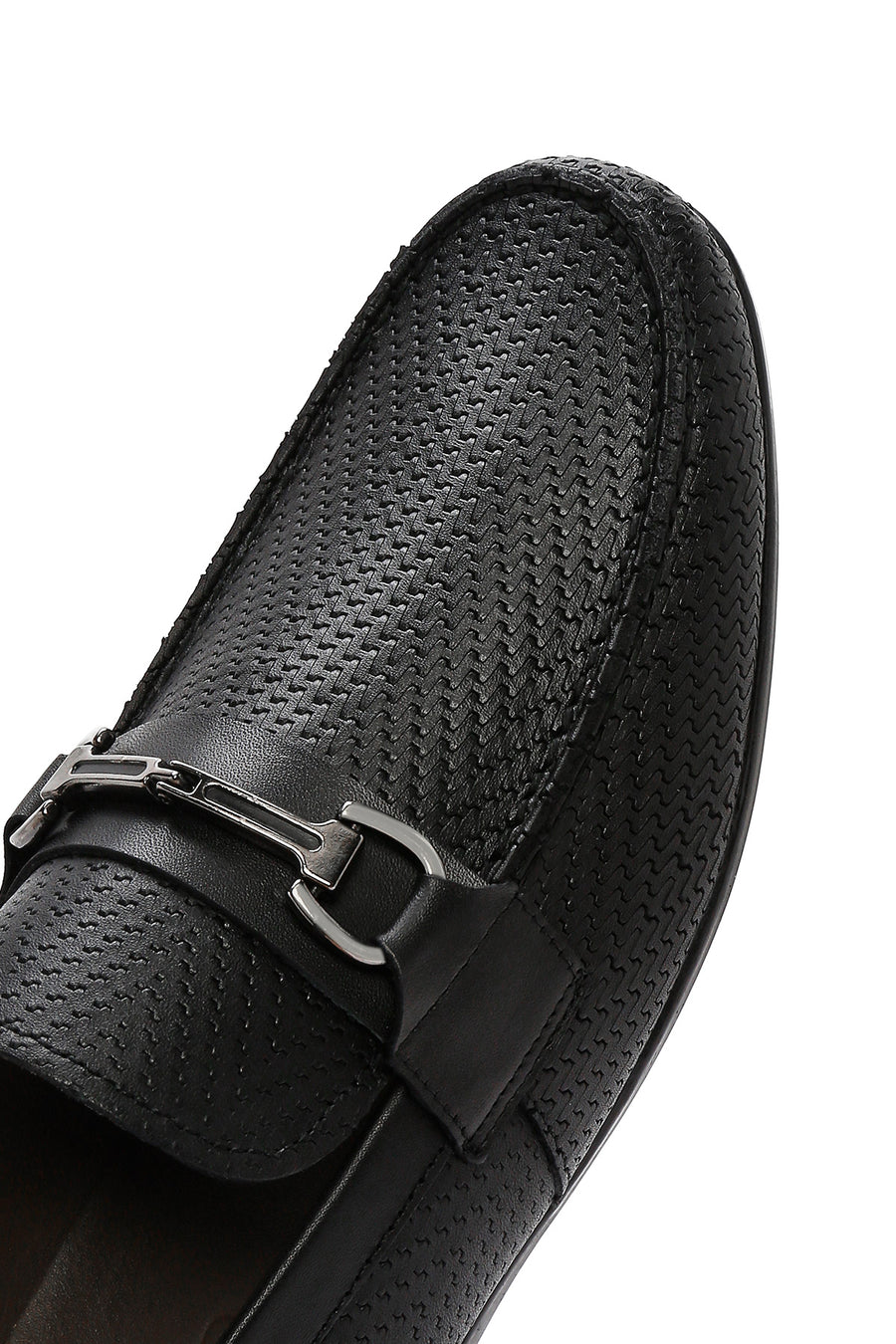 Men's Black Printed Leather Casual Loafer