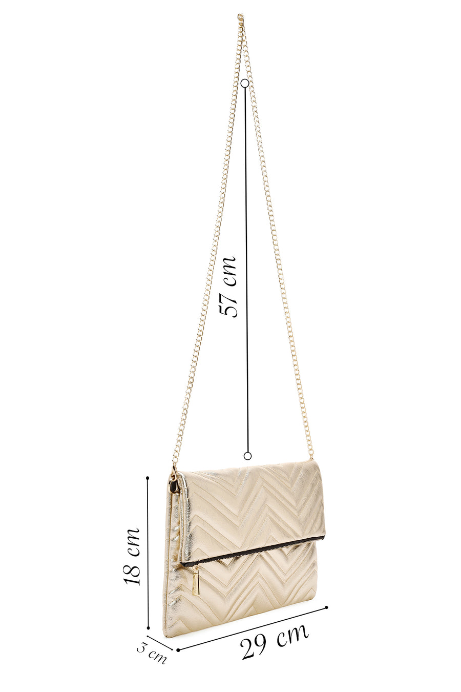 Women's Gold Long Chain Strap Quilted Clutch Bag